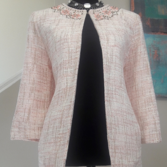 Alfred Dunner/ Pink/Embellished/Tweed Swing Jacket - Picture 5 of 8